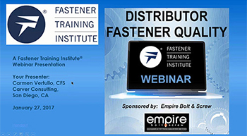 Distributor Fastener Quality - The Basics and Beyond - Training Video